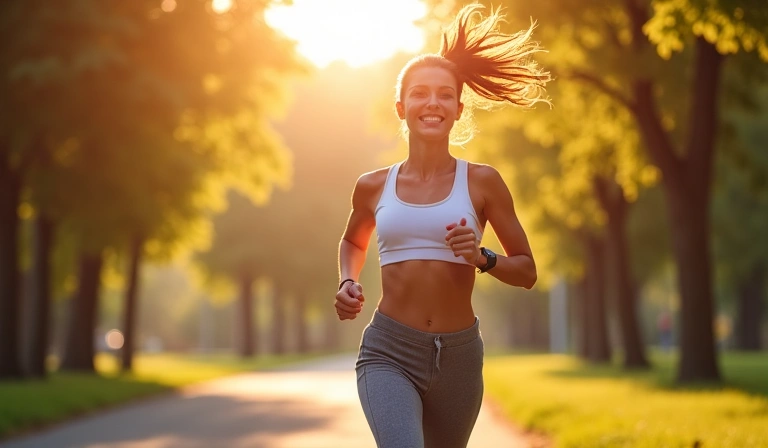 Eine glückliche, energiegeladene Person beim Sport